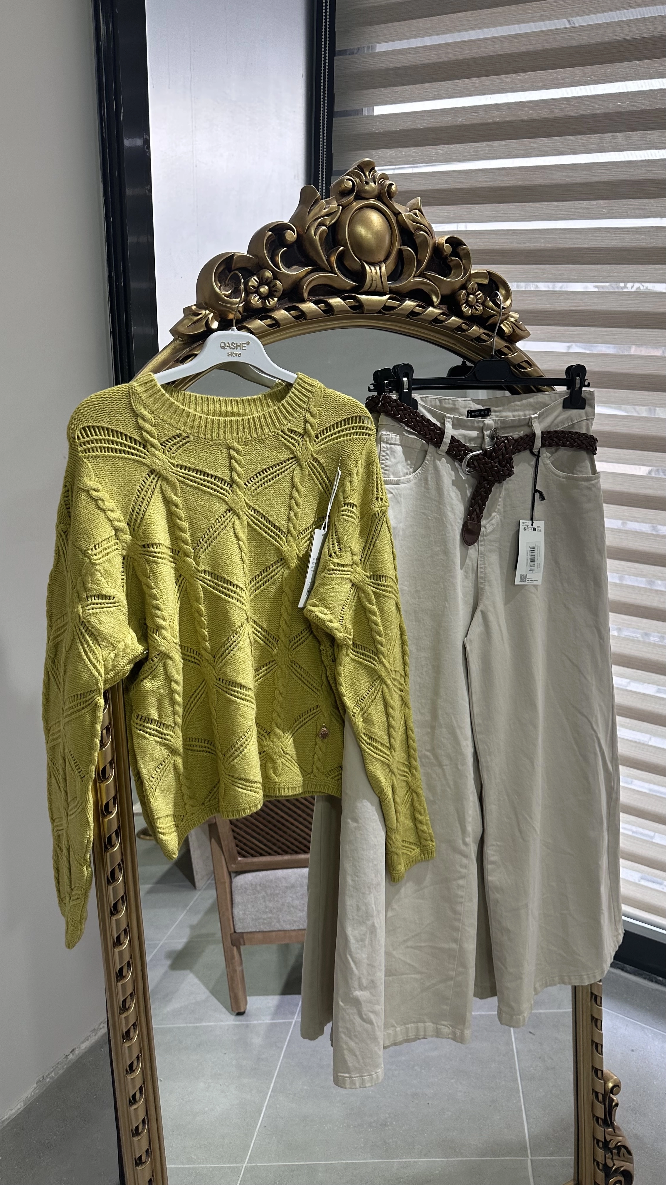 İthal Tensel Gabardin Kemerli Palazzo Pantolon