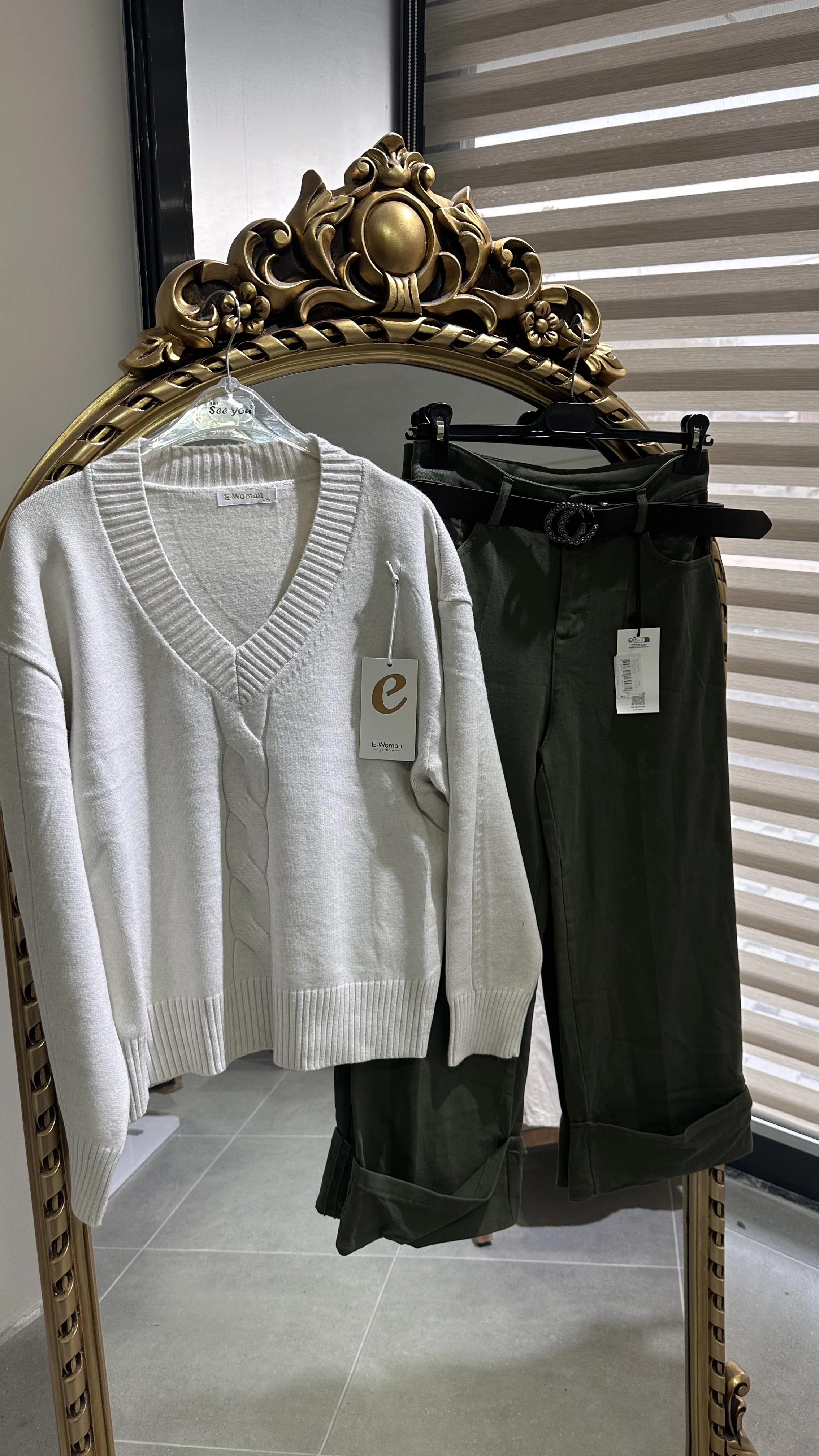 İthal Duble Paça Canvas Kemerli Pantolon