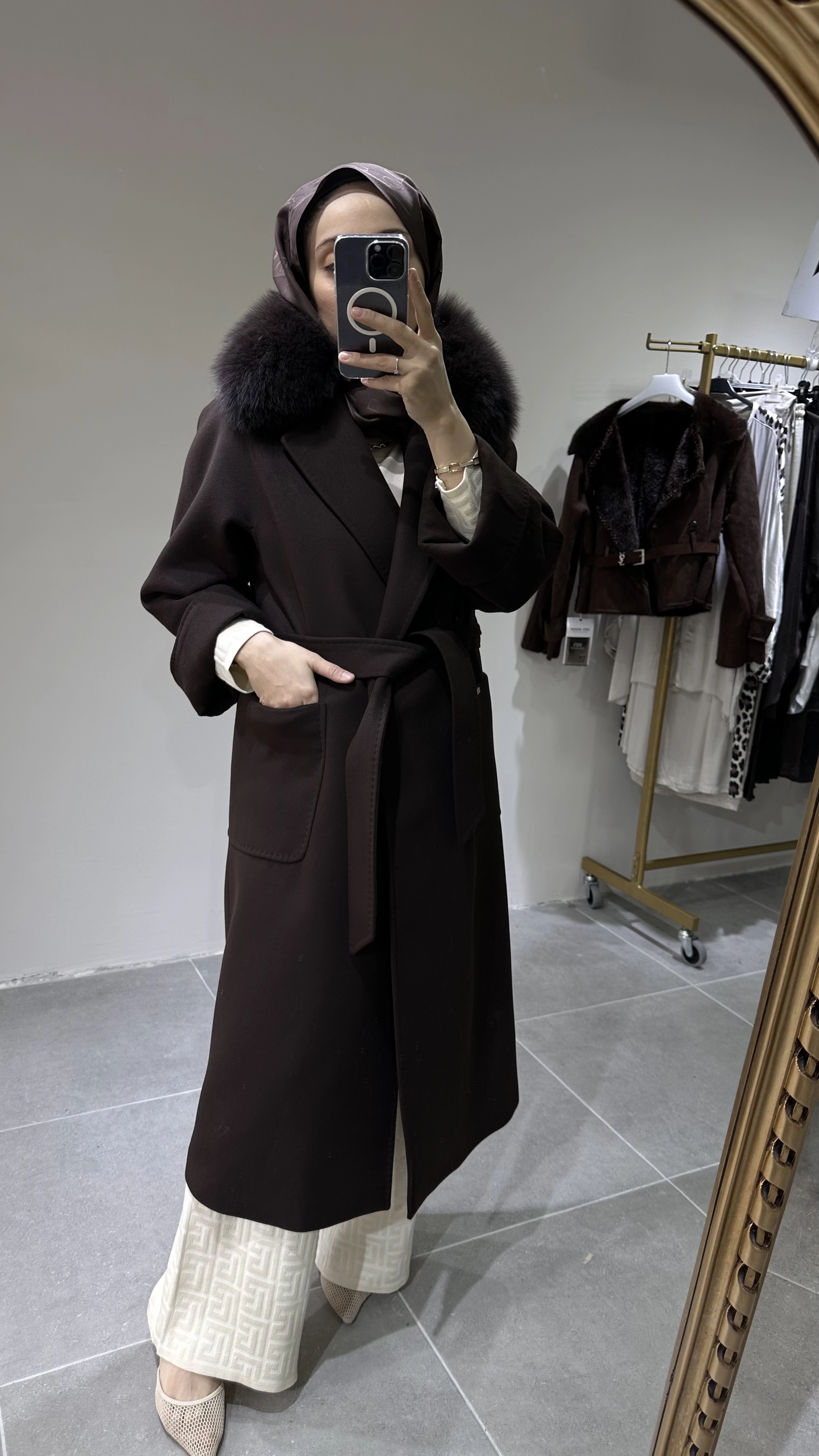 Massimo Model Kürklü Kaşmir Kaban