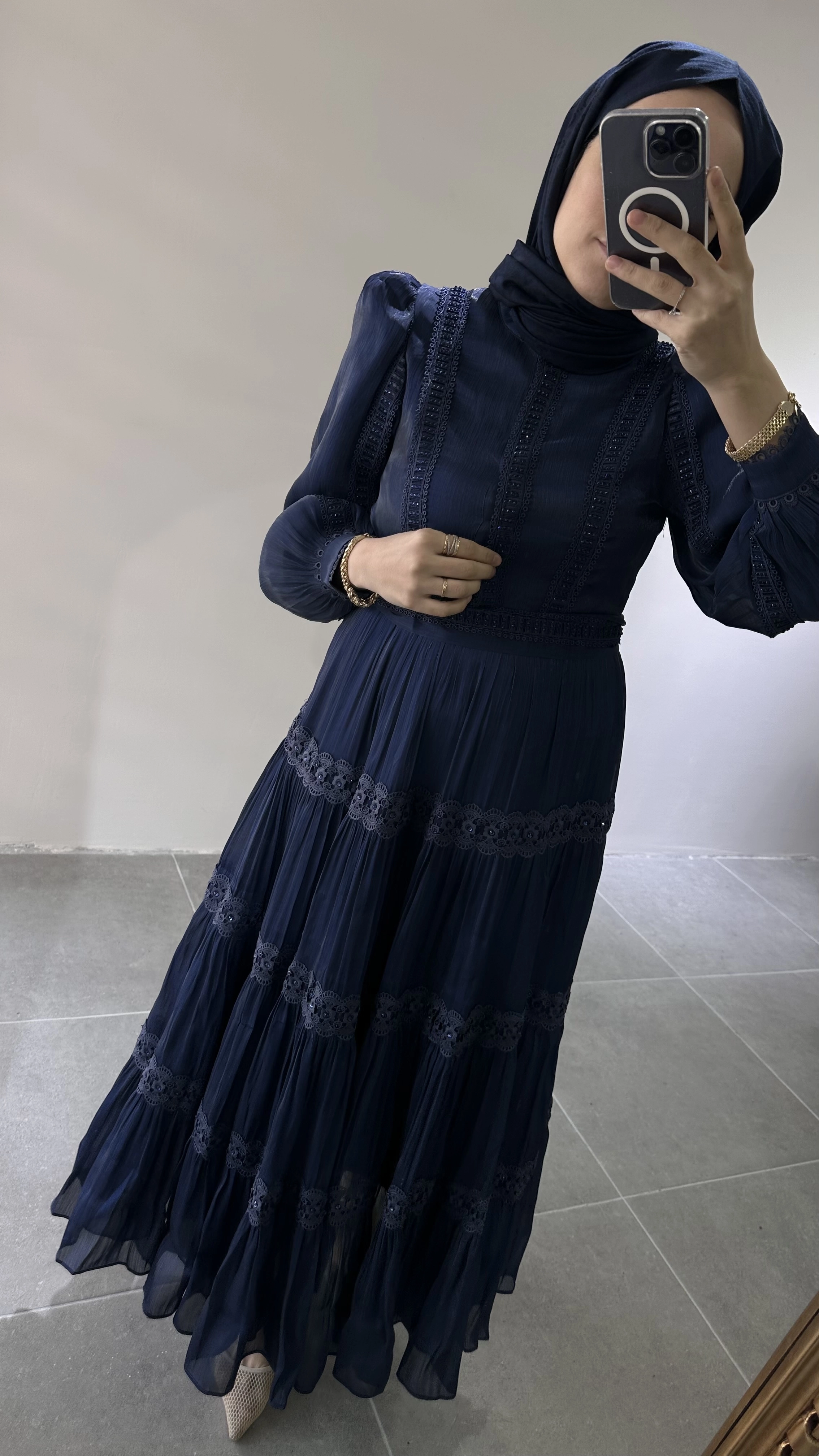 Taş ve Güpür İşlemeli İthal C.Dior Elbise