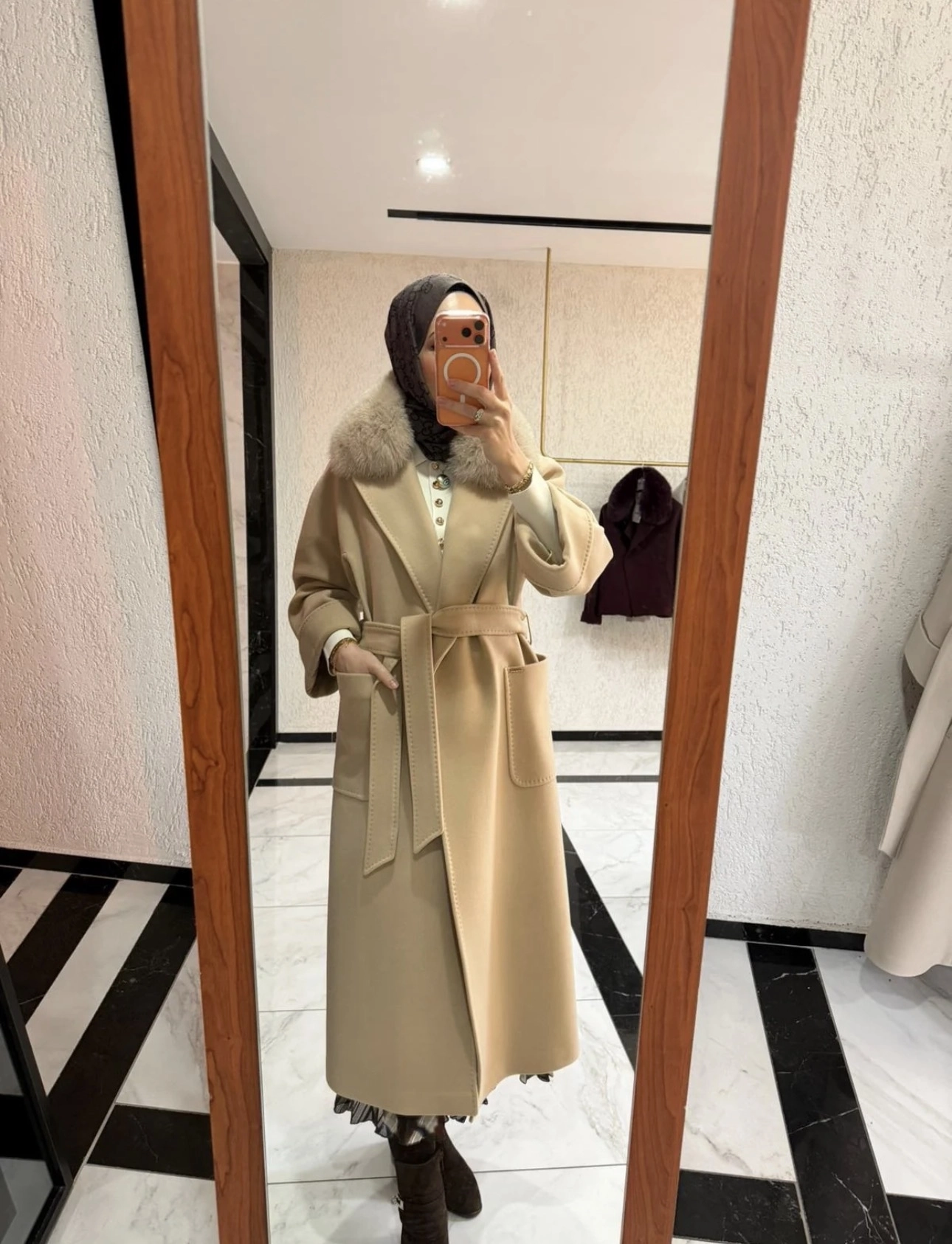 Massimo Model Kürklü Kaşmir Kaban