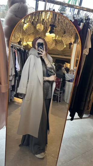 Massimo Model Kürklü Kaşmir Kaban