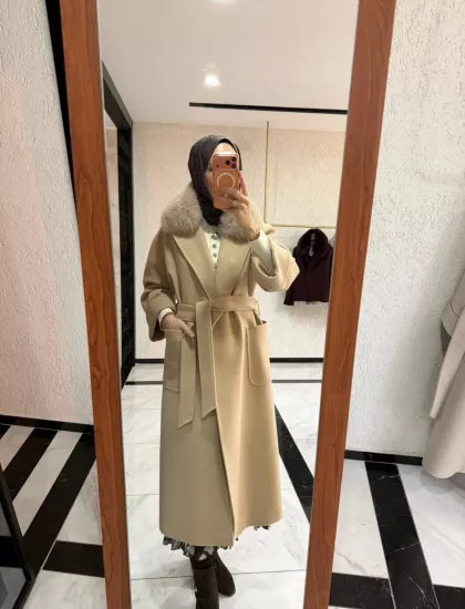 Massimo Model Kürklü Kaşmir Kaban